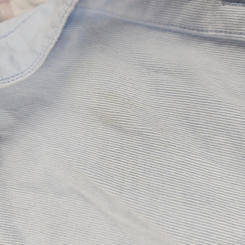Tommy‎ Bahama Light Blue Corduroy Button Up Long Sleeve Shirt Pink Plaid Collar - Picture 8 of 8